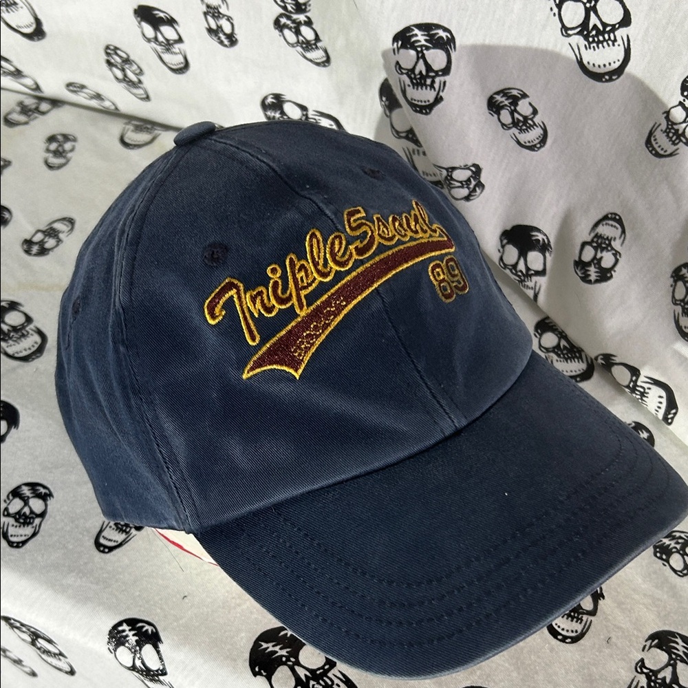 Vintage Triple Five Soul Fitted Dark Blue and Gold Hat